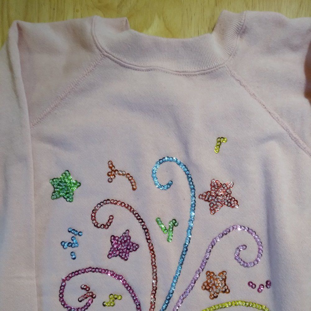 Vintage Star Celebration Flourish Sequins Crewneck